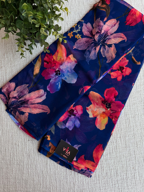 Floral printed pure chiffon saree