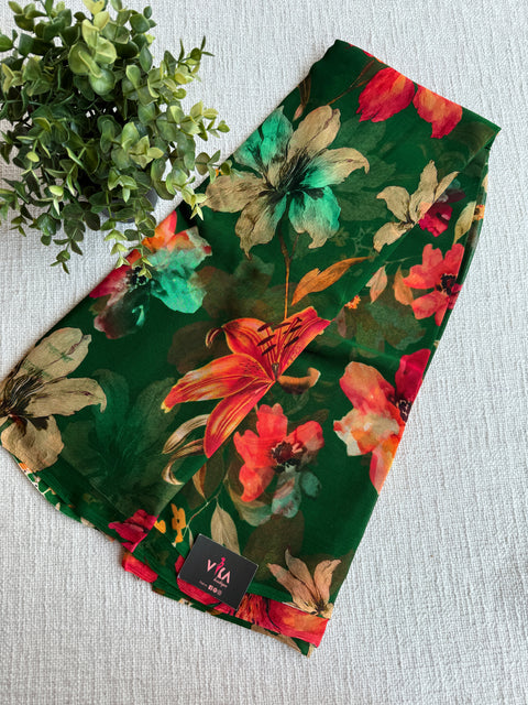 Floral printed pure chiffon saree