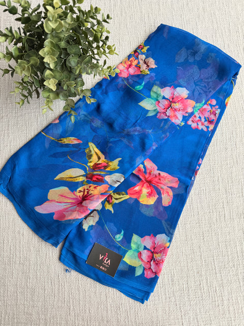 Floral printed pure chiffon saree
