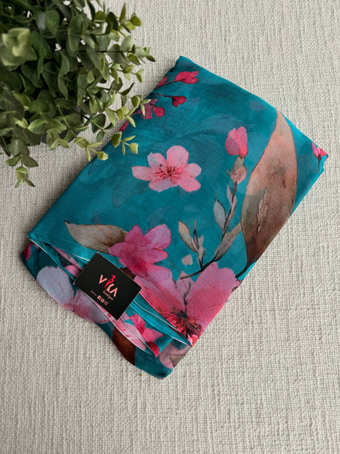 Floral printed pure chiffon saree