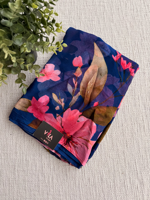 Floral printed pure chiffon saree