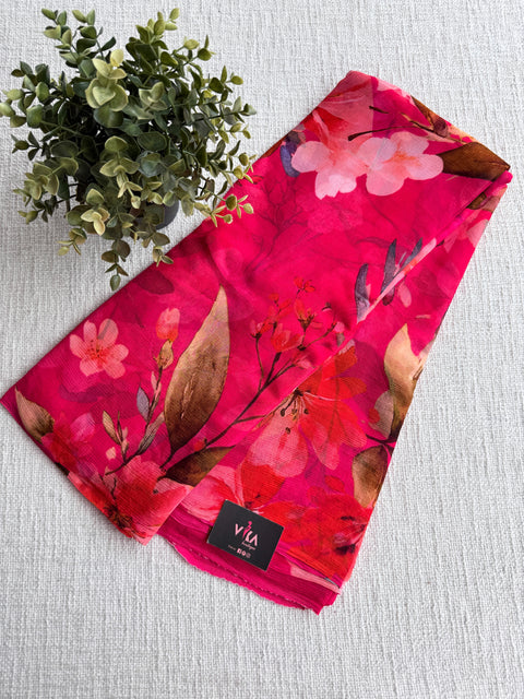 Floral printed pure chiffon saree