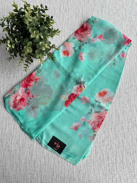 Floral printed pure chiffon saree