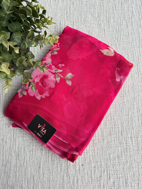 Floral printed pure chiffon saree