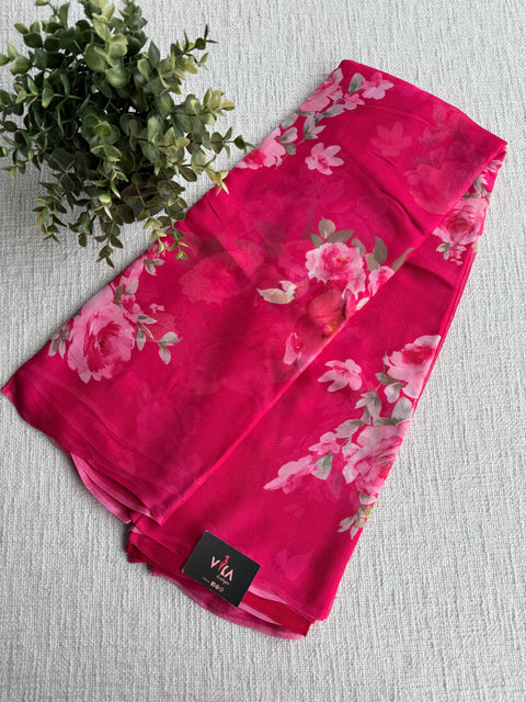 Floral printed pure chiffon saree