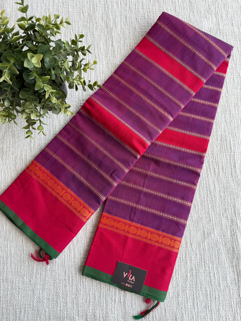 Purple pink Chettinad Cotton saree