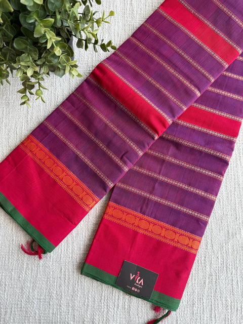 Purple pink Chettinad Cotton saree