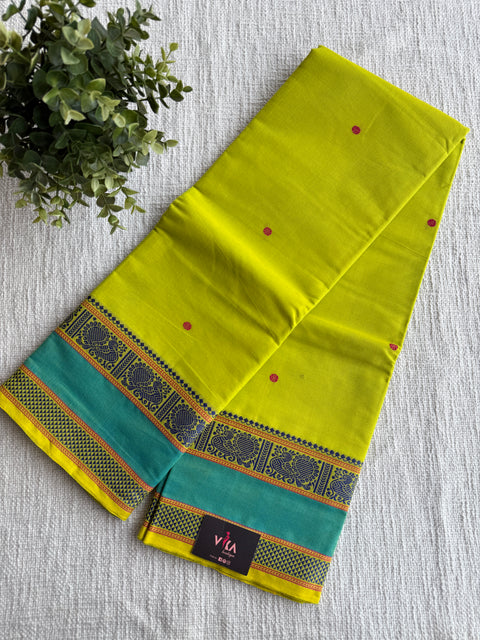Lime green handloom Cotton saree