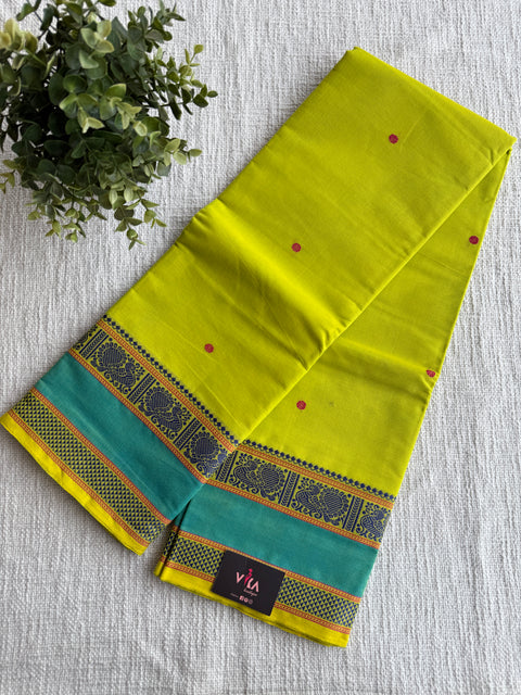 Lime green handloom Cotton saree