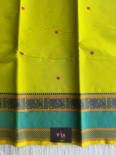 Lime green handloom Cotton saree