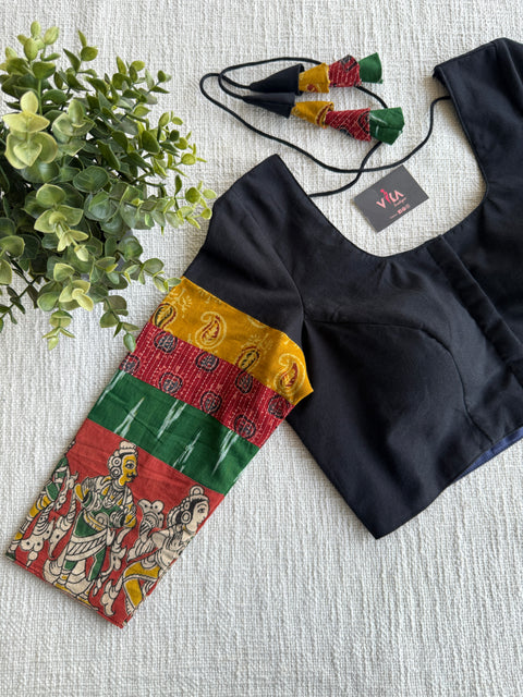 Black with multipatch sleeves blouse