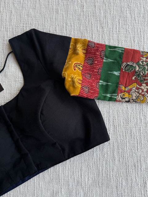 Black with multipatch sleeves blouse