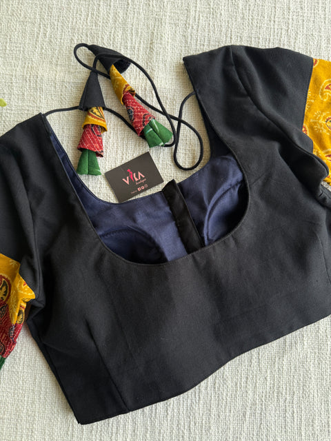 Black with multipatch sleeves blouse