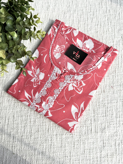 L and XL Size printed poly viscose nighty