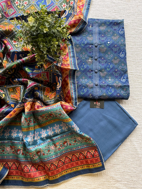 Patola printed silk cotton salwar suit set