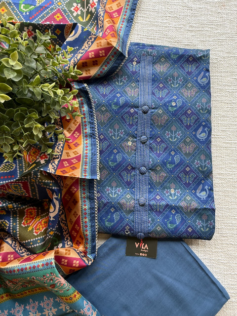 Patola printed silk cotton salwar suit set