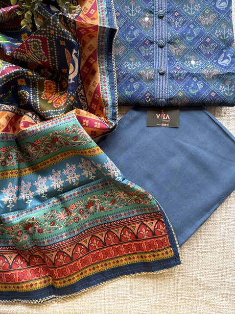 Patola printed silk cotton salwar suit set