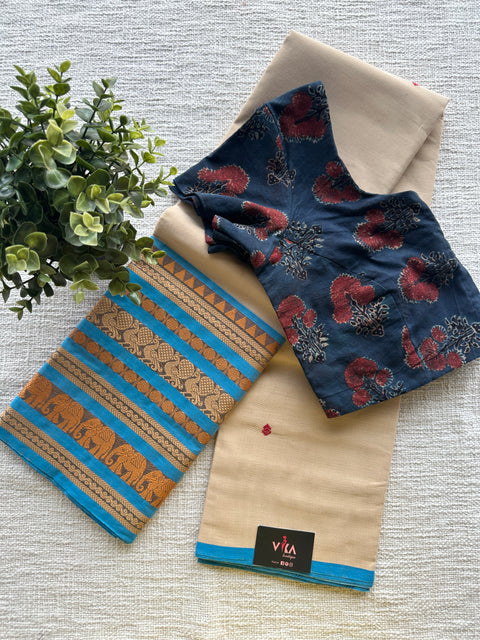 Cotton saree with blouse size - 36
