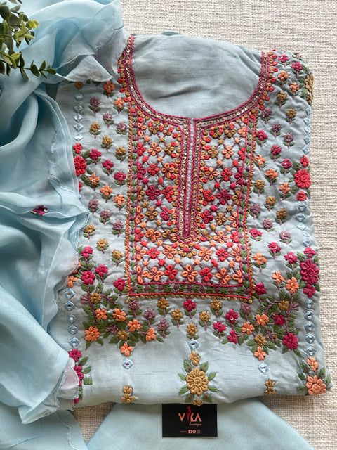 French knot Russian silk salwar material