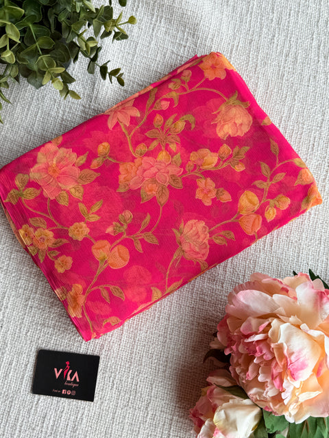 Floral Printed pure chiffon saree