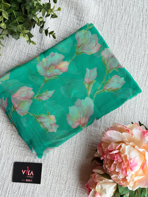 Floral Printed pure chiffon saree