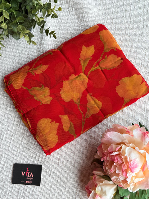 Floral Printed pure chiffon saree