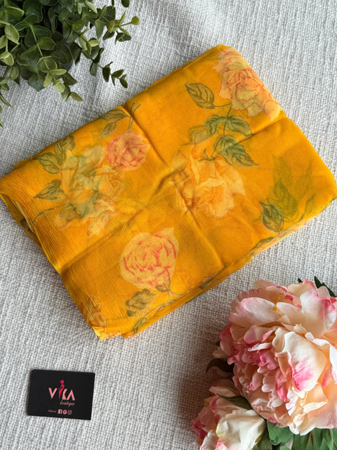 Floral Printed pure chiffon saree