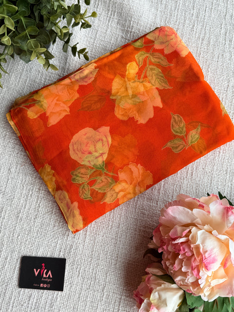 Floral Printed pure chiffon saree