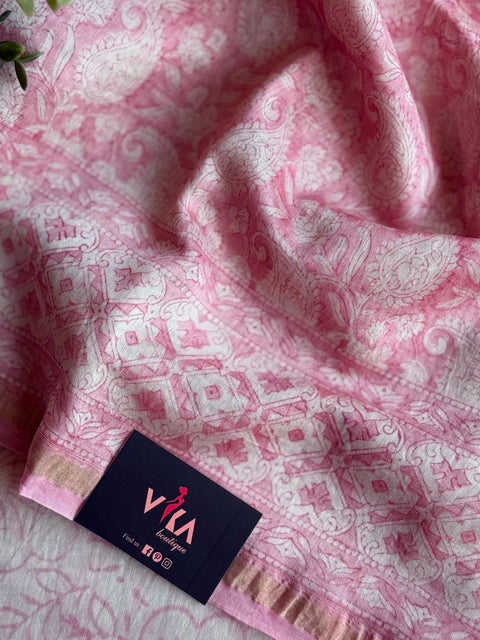 Bagru printed chanderi saree