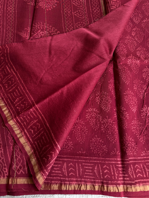 Bagru printed chanderi saree