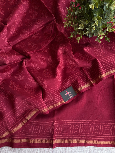 Bagru printed chanderi saree
