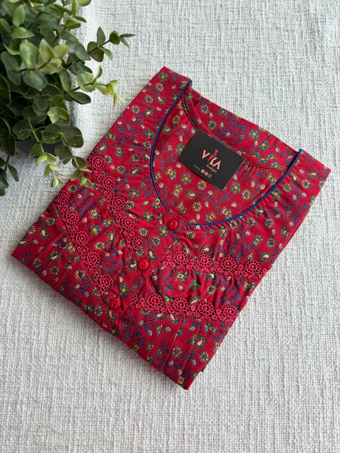 L size printed poly cotton nighty