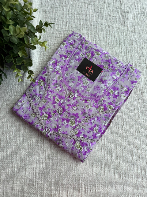 L size printed poly cotton nighty