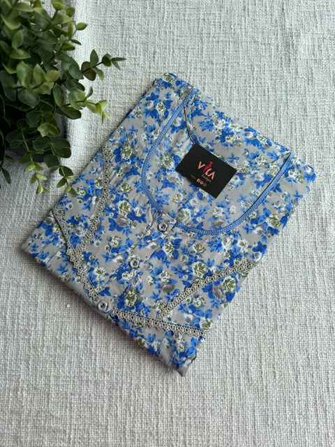 L size printed poly cotton nighty