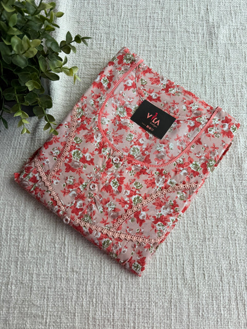 L size printed poly cotton nighty