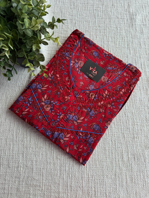 L size printed poly cotton nighty