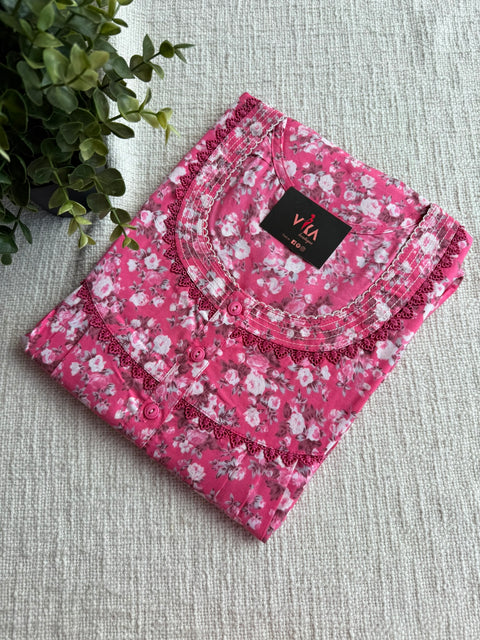 L size printed poly cotton nighty