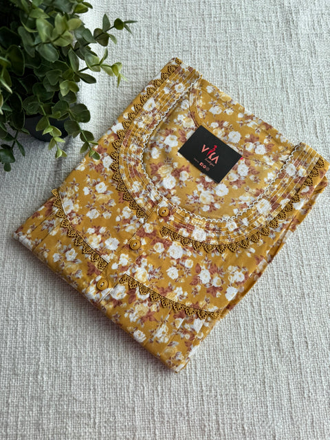 L size printed poly cotton nighty