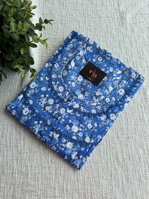 L size printed poly cotton nighty