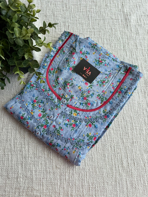 L size printed poly cotton nighty