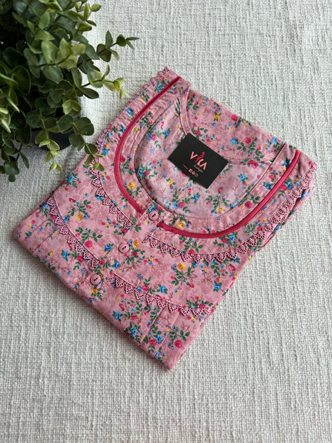 L size printed poly cotton nighty