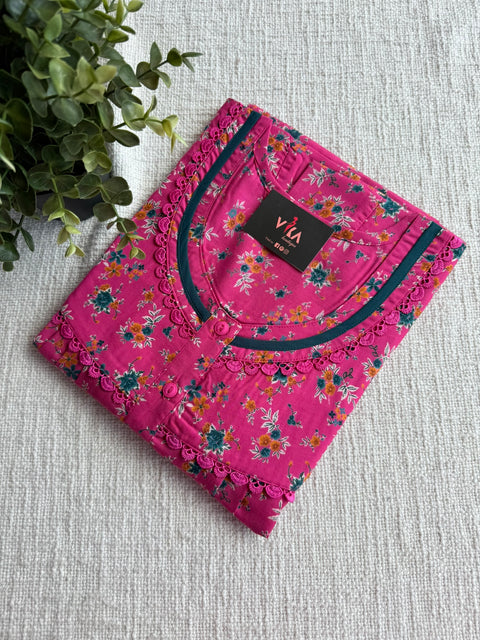 L size printed poly cotton nighty