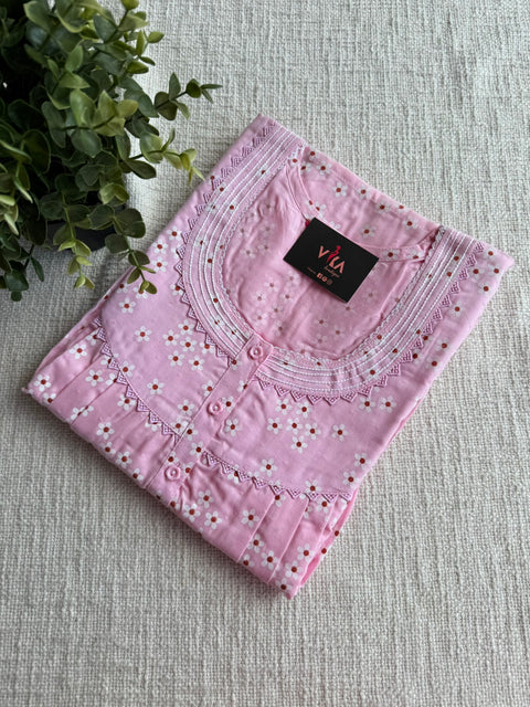 L size printed poly cotton nighty