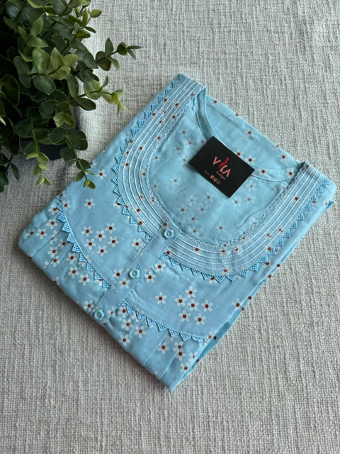 L size printed poly cotton nighty