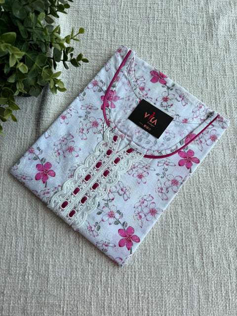 XL size Premium cotton Embroidered nighty