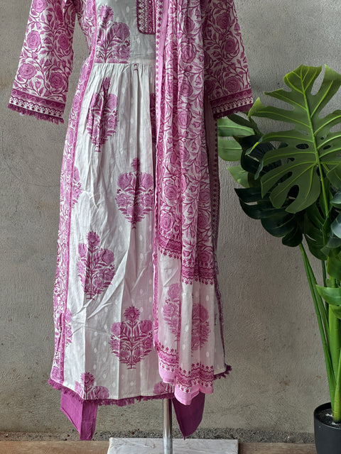 Printed cotton kurta pant set