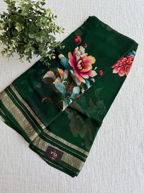 Zari border pure chiffon saree