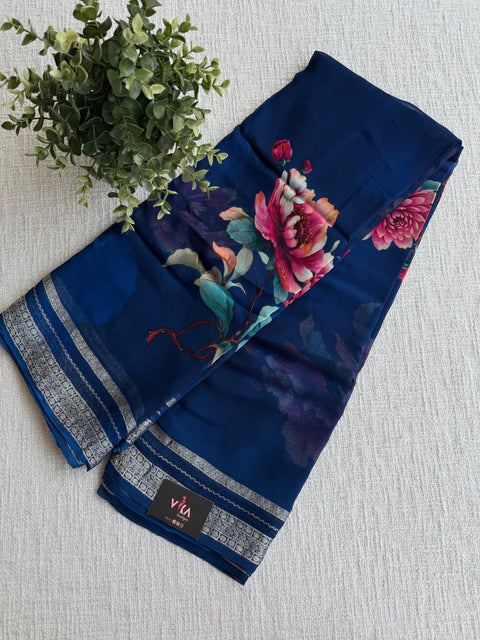Zari border pure chiffon saree