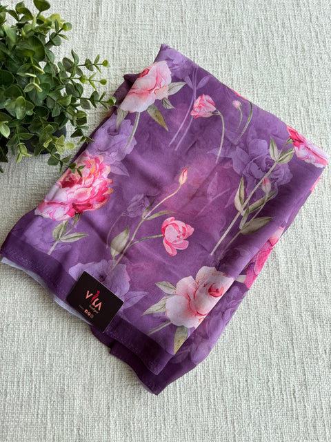 Floral printed georgette saree