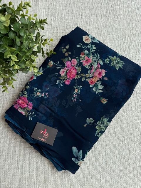 Floral printed georgette saree
